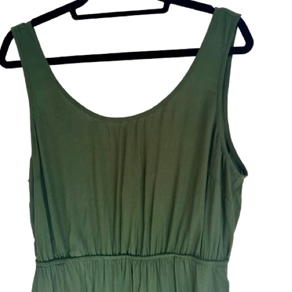 DARK OLIVE GREEN OPEN TIE BACK SLEEVELESS SUMMER DRESS  SIZE XL - Picture 5 of 11